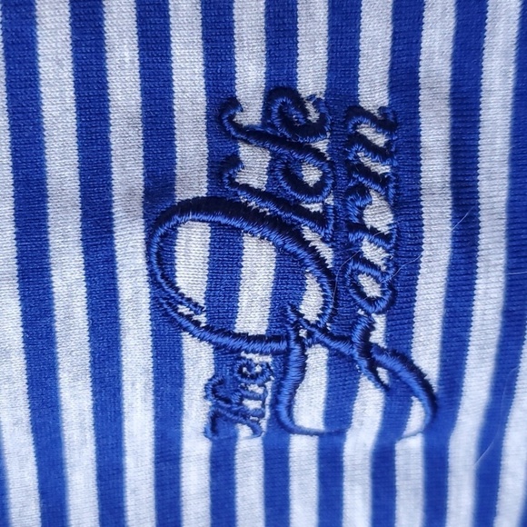 Peter Millar blue striped SS 100 % cotton top The Olde Farm Size Large - Picture 4 of 10